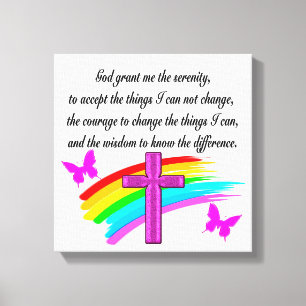 RAINBOW UND CROSS SERENITY PRAYER DESIGN LEINWANDDRUCK