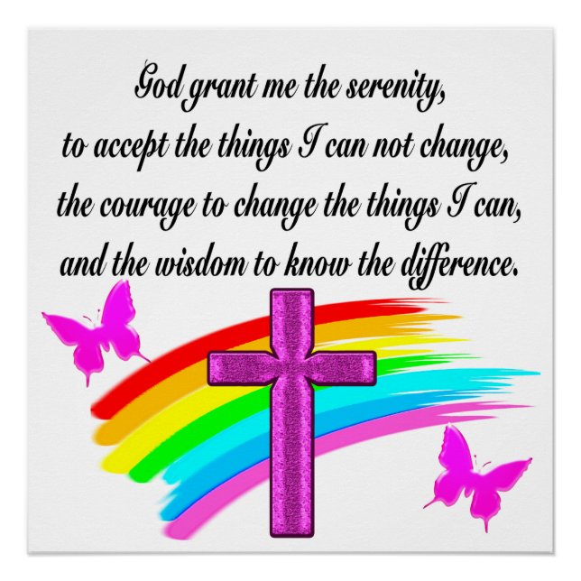 RAINBOW UND CROSS SERENITY PRAYER DESIGN POSTER (Vorderseite)