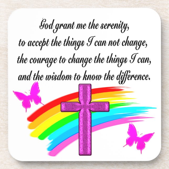 RAINBOW UND CROSS SERENITY PRAYER DESIGN UNTERSETZER (Vorderseite)