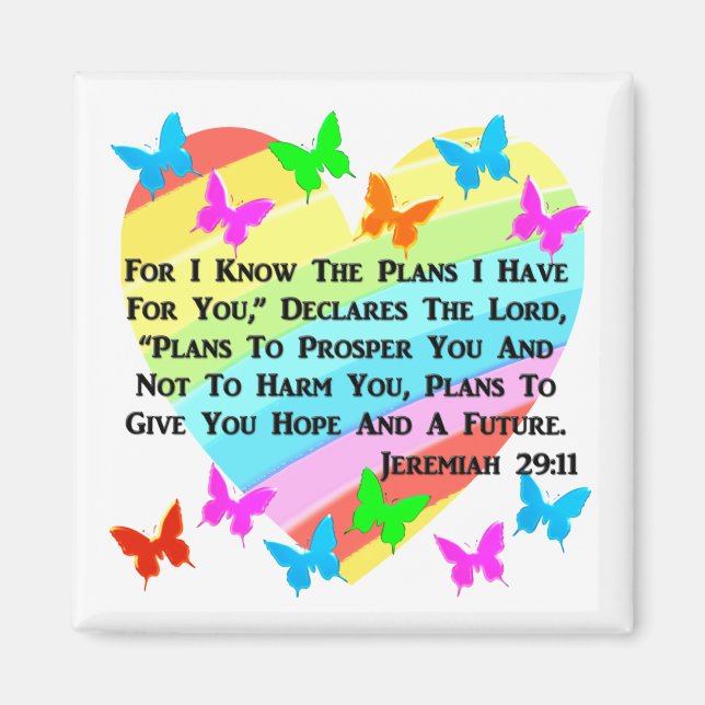 RAINBOW UND HERZEN JEREMIAH 29:11 MAGNET (Vorne)