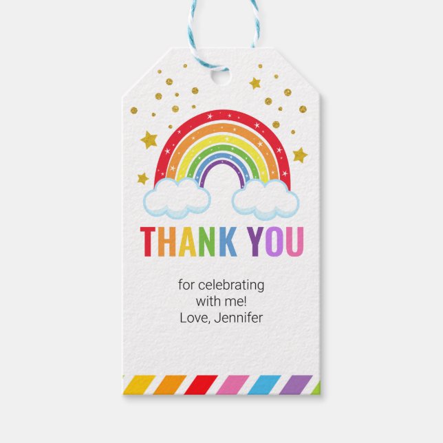 Rainbow und Imitate Gold Glitzer Geschenkmarke Geschenkanhänger (Vorderseite)