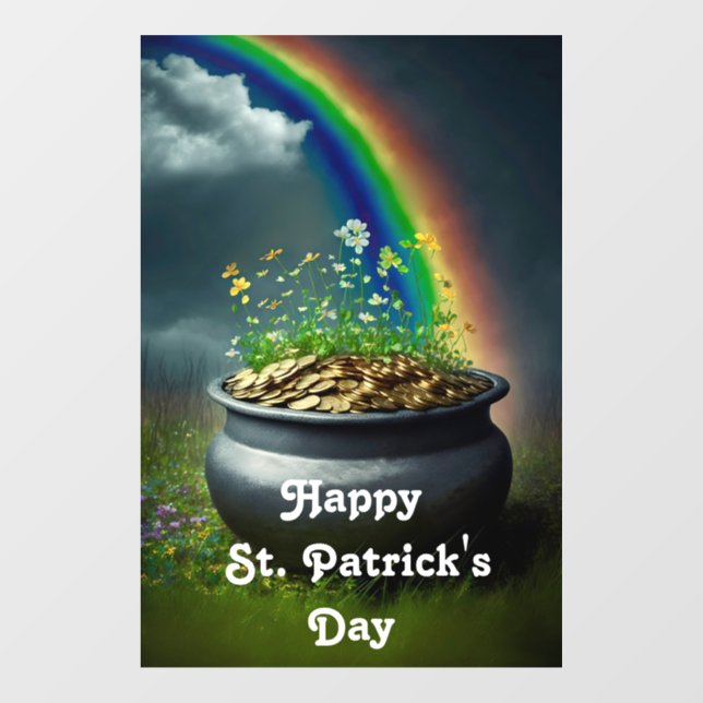 Rainbow und Pot of Gold Window Fensteraufkleber (Blatt)