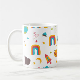 Rainbow- und Weltraumkindermuster Kaffeetasse