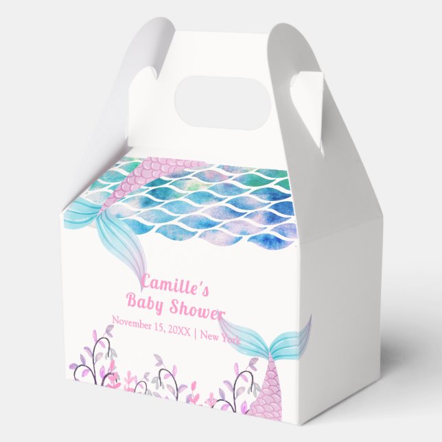 Rainbow Under Sea Mermaid Schwanz Babydusche Geschenkschachtel (Vorderseite)