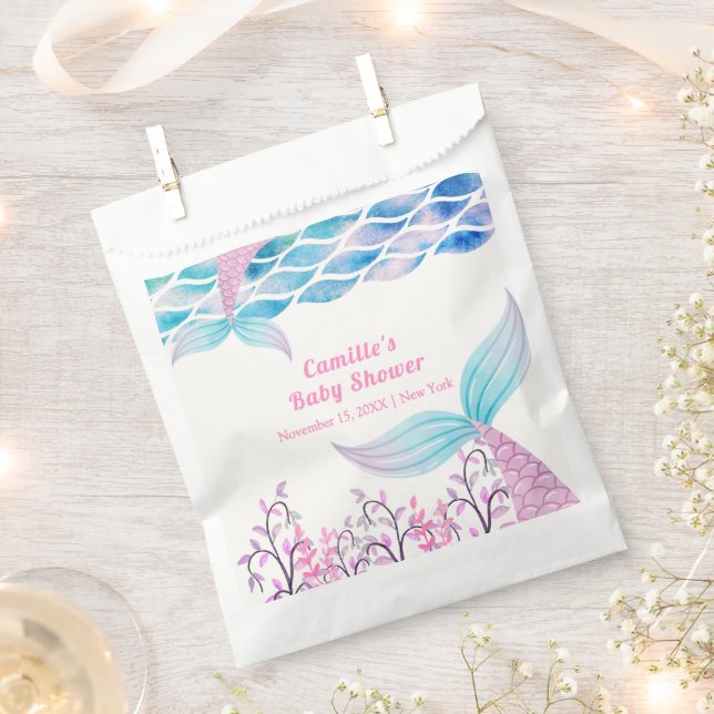 Rainbow Under Sea Mermaid Schwanz Babydusche Geschenktütchen (Ausgeschnitten)