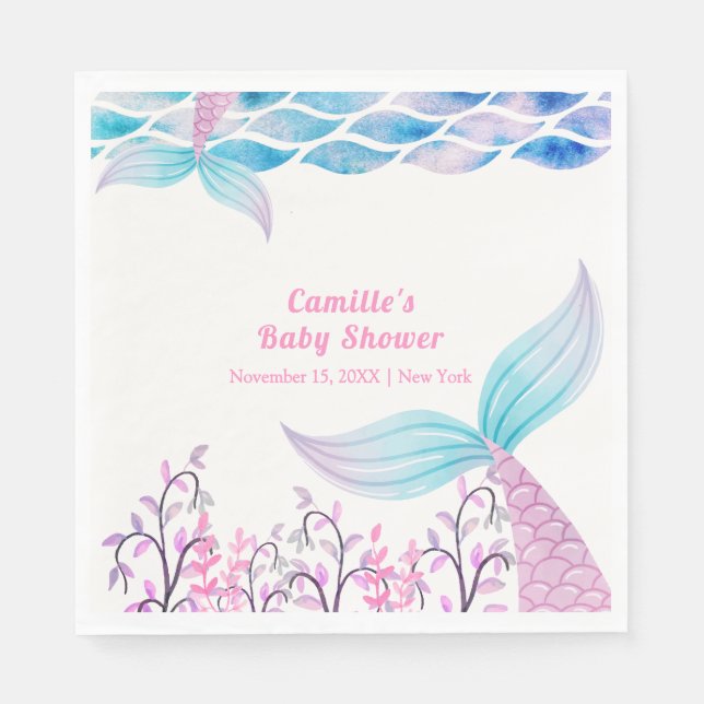 Rainbow Under Sea Mermaid Schwanz Babydusche Serviette (Vorderseite)