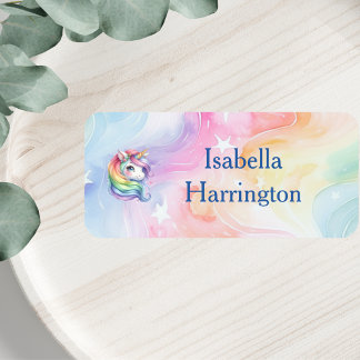 Rainbow Unicordesign mit Individuelle Name Etiketten