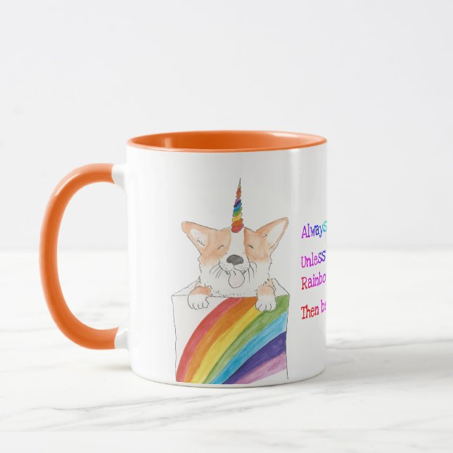 Rainbow unicorgi Farbkombination Tasse (Links)