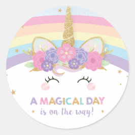Rainbow Unicorn 1. Geburtstag Gastgeschenk Runder Aufkleber