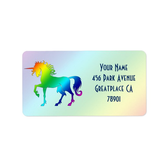 Rainbow Unicorn-Adressetikett Adressaufkleber (Vorne)
