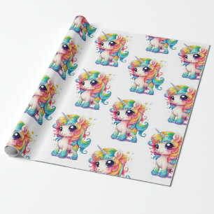 Rainbow Unicorn Anime Cartoon Geschenkpapier