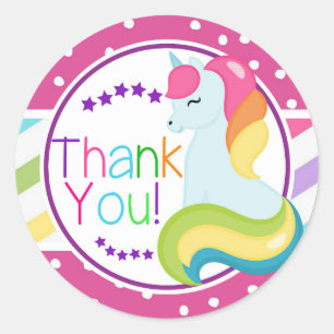 Rainbow Unicorn Anniversaire Merci Stickers Étique