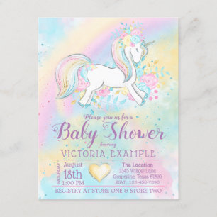 Rainbow Unicorn Baby Girl Dusche Einladungen