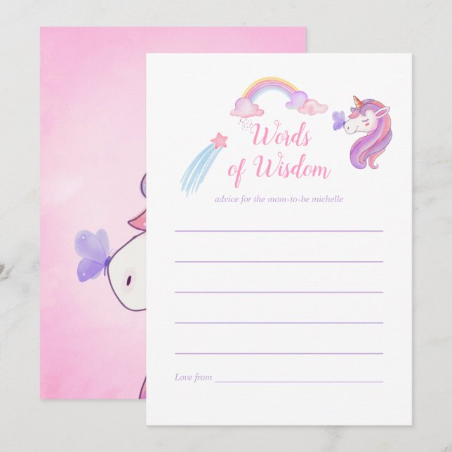 Rainbow Unicorn Baby Girl Dusche Mama Beratung Einladung (Vorne/Hinten)