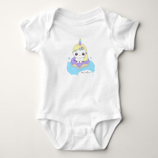 Rainbow Unicorn Baby Strampler (Vorderseite)