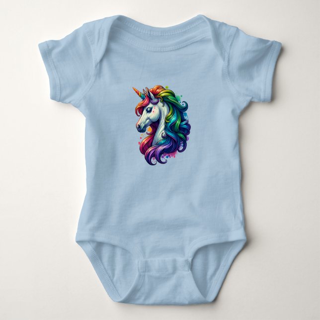 Rainbow Unicorn Baby Suite Strampler (Vorderseite)