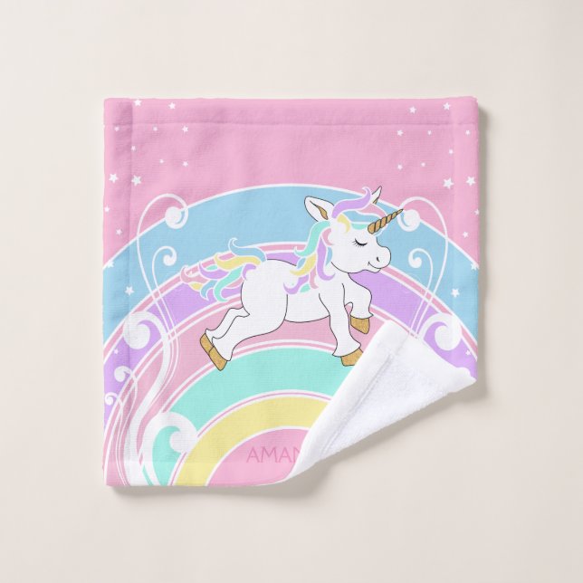 Rainbow Unicorn Badetuch Set (Waschlappen)