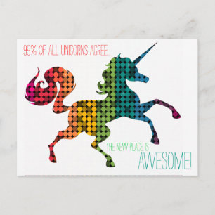 Rainbow Unicorn Benutzerdefinierte Adressenänderun Ankündigungspostkarte