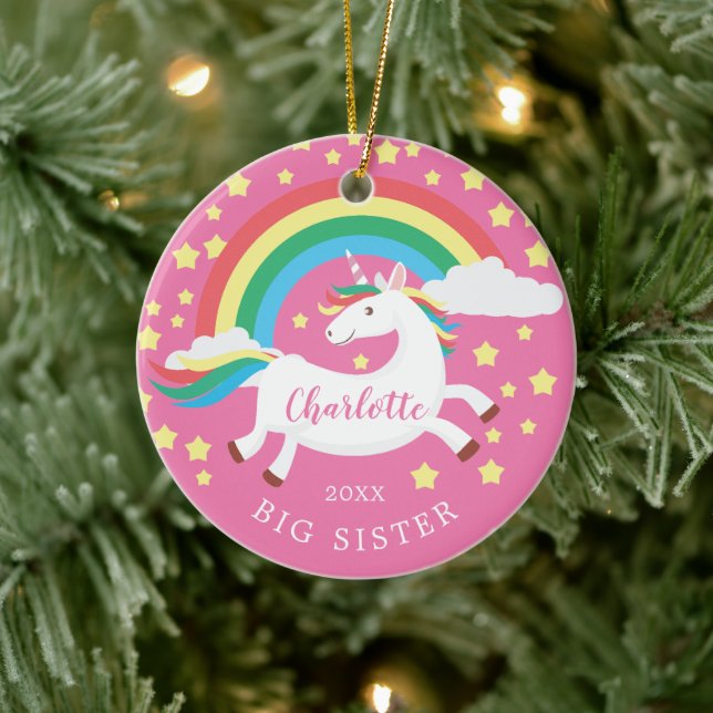 Rainbow Unicorn Big Sister Weihnachtsschmuck (Baum)