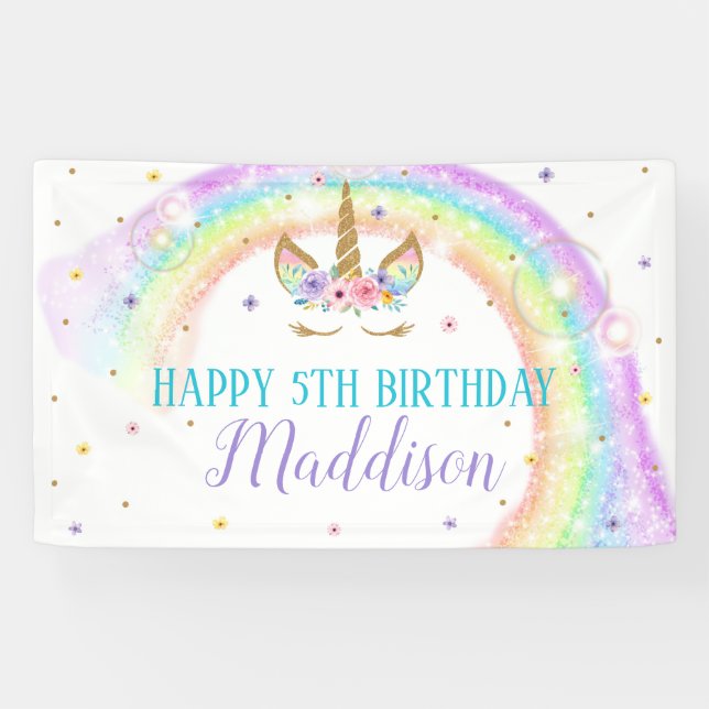 Rainbow Unicorn Birthday Banner (Horizontal)