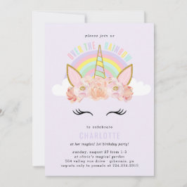 Rainbow Unicorn Birthday Einladung Pink Gold