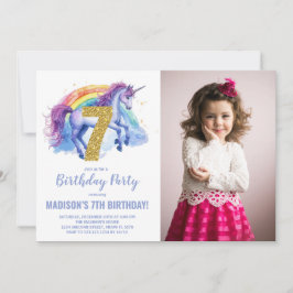 Rainbow Unicorn Birthday Einladungen Foto