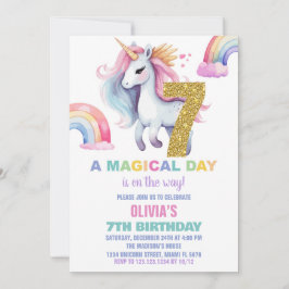 Rainbow Unicorn Birthday Einladungen Glitzer