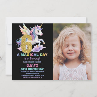 Rainbow Unicorn Birthday Einladungen zum Foto