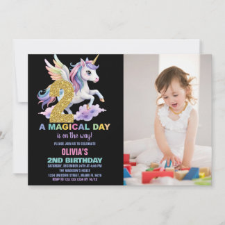 Rainbow Unicorn Birthday Einladungen zum Foto