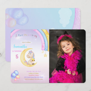 Rainbow Unicorn Birthday Foto Einladung