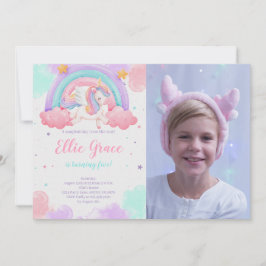 Rainbow Unicorn Birthday Magical Unicorn Foto Einladung