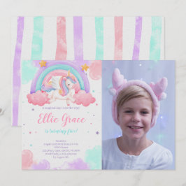 Rainbow Unicorn Birthday Magical Unicorn Foto Einladung