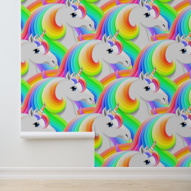 Rainbow Unicorn Bold Kinderzimmer Schlafzimmer Tapete (Anwendung)
