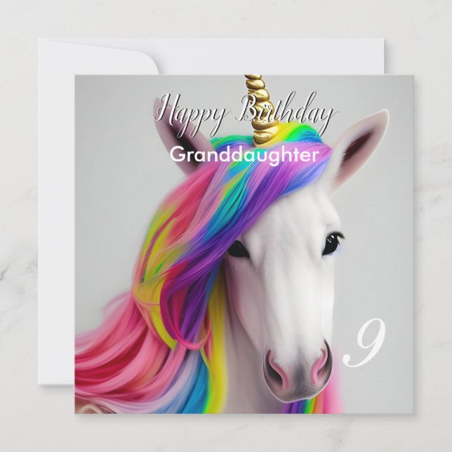 Rainbow Unicorn Bonne carte fille d'anniversaire (Devant)