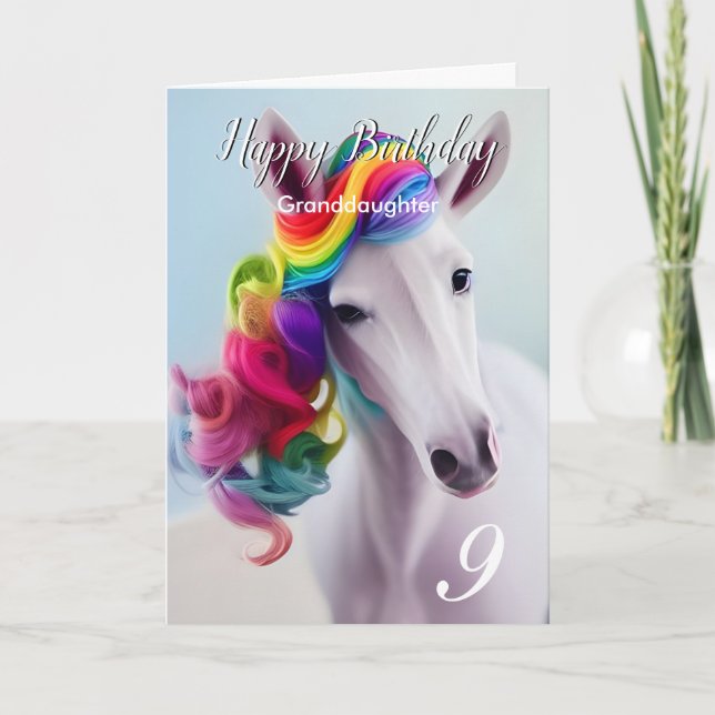 Rainbow Unicorn Bonne carte fille d'anniversaire (Devant)