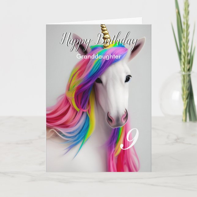 Rainbow Unicorn Bonne carte fille d'anniversaire (Devant)