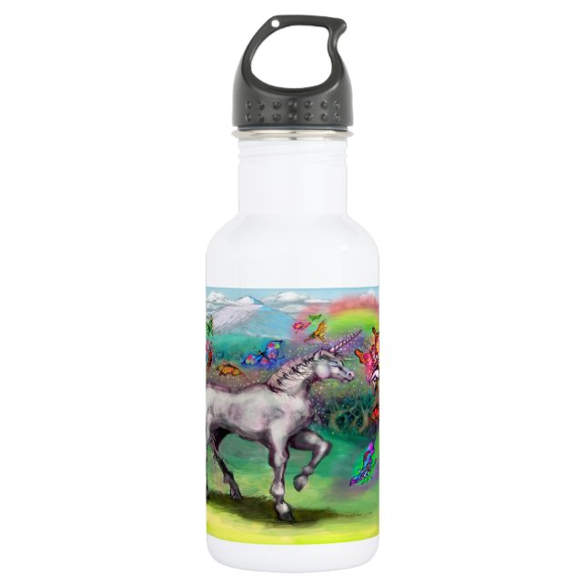 Rainbow Unicorn Butterfells Feen Edelstahlflasche (Vorderseite)
