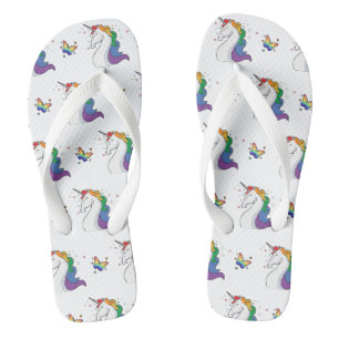 Rainbow Unicorn & Butterfly Muster Cool Flip Flops