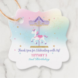 Rainbow Unicorn Carousel 1. Geburtstag Gold Glitze Geschenkanhänger