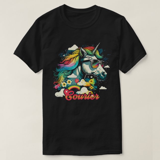 Rainbow Unicorn Courier T-Shirt (Design vorne)