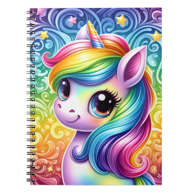 Rainbow unicorn cute fun notebook notizblock (Vorderseite)