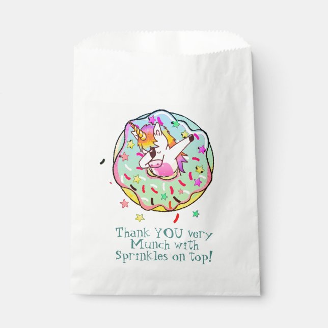 Rainbow Unicorn Dab Dance fun Blue Iced Donut Geschenktütchen (Vorderseite)