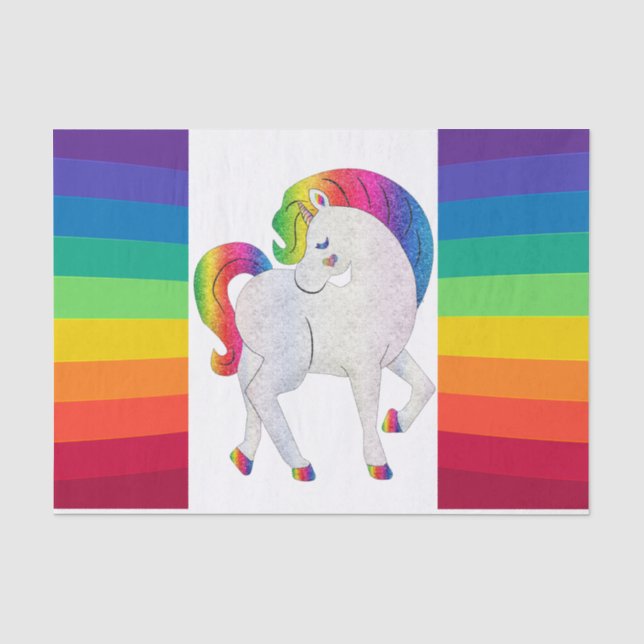 Rainbow Unicorn Decoupage Tissue Paper Seidenpapier (Vorderseite)