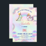 Rainbow Unicorn & Dinosaur Friends Birthday Party Dankeskarte<br><div class="desc">Niedliche Wasserfarben Rainbow Unicorn & Dinosaur Freunde Geburtstagsparty</div>