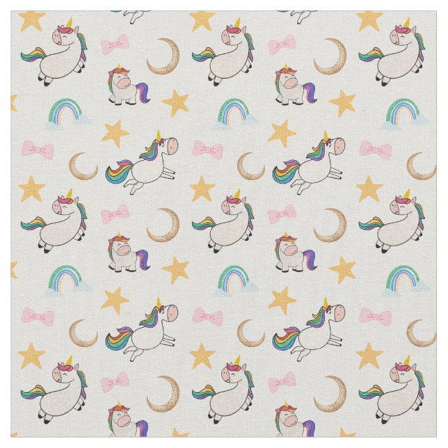 Rainbow Unicorn Dreams Fabric Stoff (Nahaufnahme)