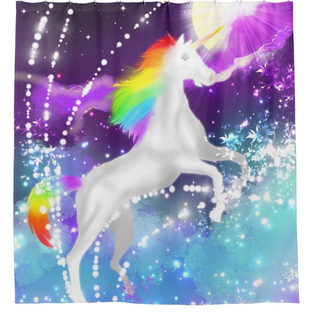Rainbow Unicorn Duschvorhang (Vorderseite)