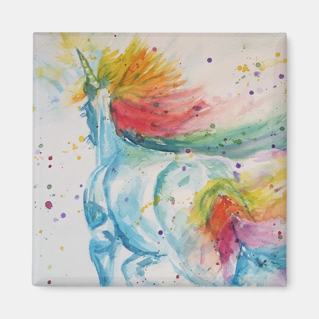 Rainbow Unicorn Einhorn Kunst, Dichtung und Musik Magnet (Vorne)