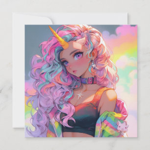 Rainbow Unicorn Einladung