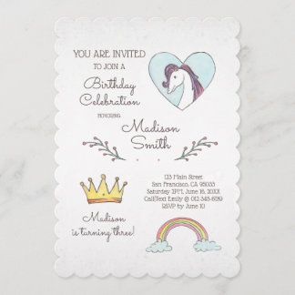 Rainbow Unicorn - Einladung zum Geburtstag