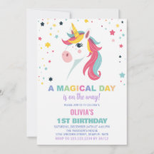 Rainbow Unicorn Einladung zum Geburtstag